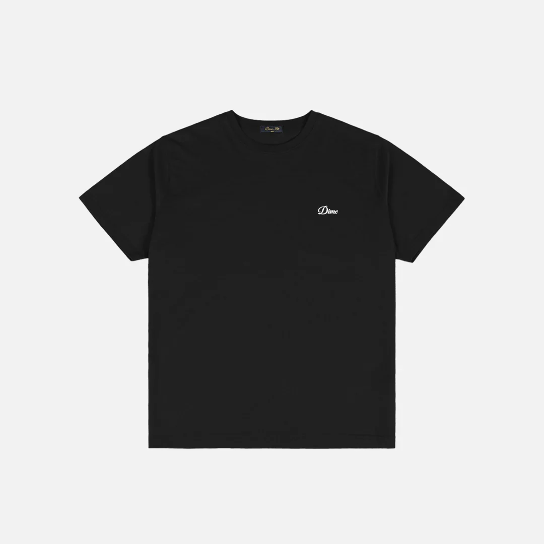 Dime -Cursive Small Logo T-Shirt Black/White