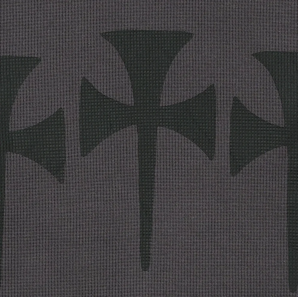 The Trilogy Tapes - Three Cross Waffle Longsleeve Charcoal/Black - Image 2