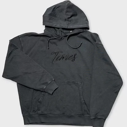 Times - Dyed Cursive Hoodie Dyed Black